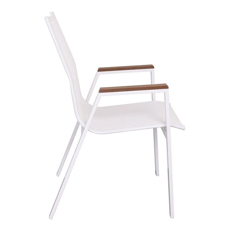 VIRNA Armchair Metal White/Textilene White/Polywood Natural