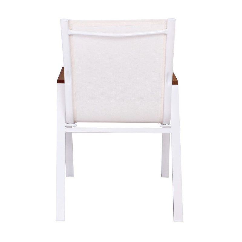 VIRNA Armchair Metal White/Textilene White/Polywood Natural