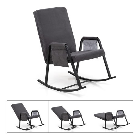 Oden Megapap fabric rocking chair in grey color 60x85x110cm.