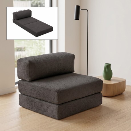 Comfort Megapap fabric armchair bed in anthracite color 95x95x75cm.
