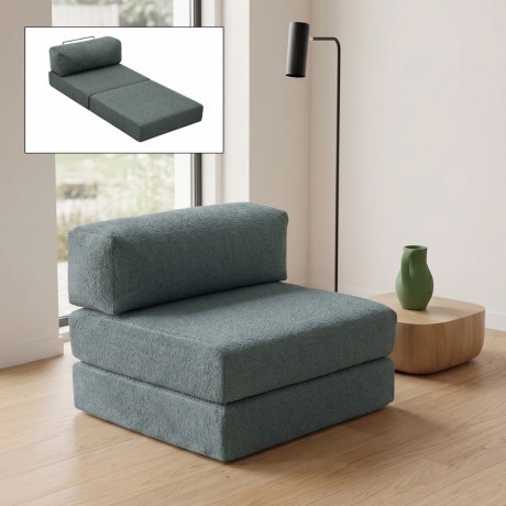 Comfort Megapap fabric armchair bed in mint green color 95x95x75cm.