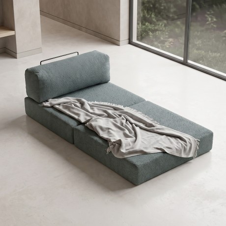 Comfort Megapap fabric armchair bed in mint green color 95x95x75cm.