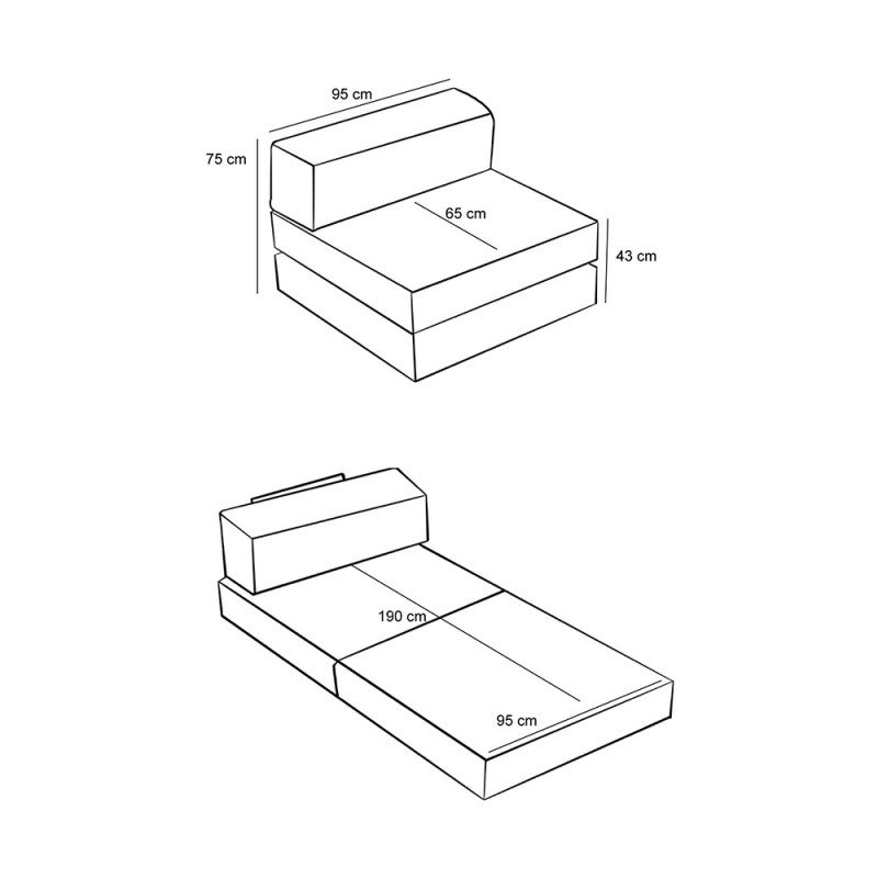 Πολυθρόνα - κρεβάτι Comfort Megapap υφασμάτινη χρώμα μέντα 95x95x75εκ.
