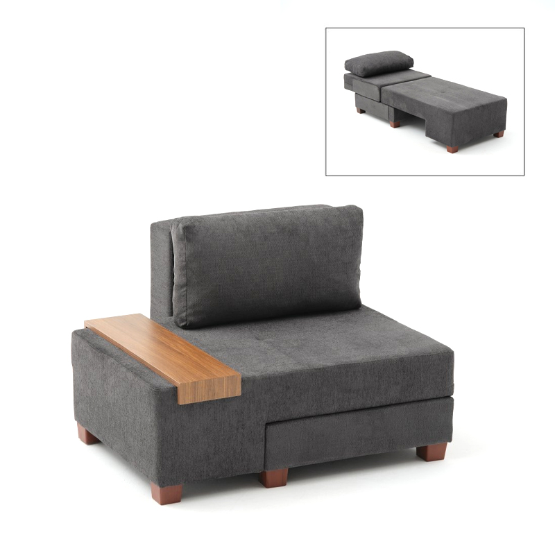 Perenna Megapap fabric single armchair with bed in anthracite color 116x93x83cm.