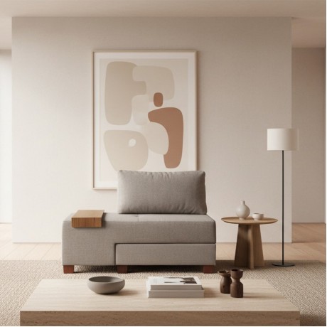 Perenna Megapap fabric single armchair with bed in grey color 116x93x83cm.