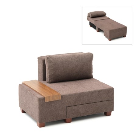 Perenna Megapap fabric single armchair with bed in brown color 116x93x83cm.
