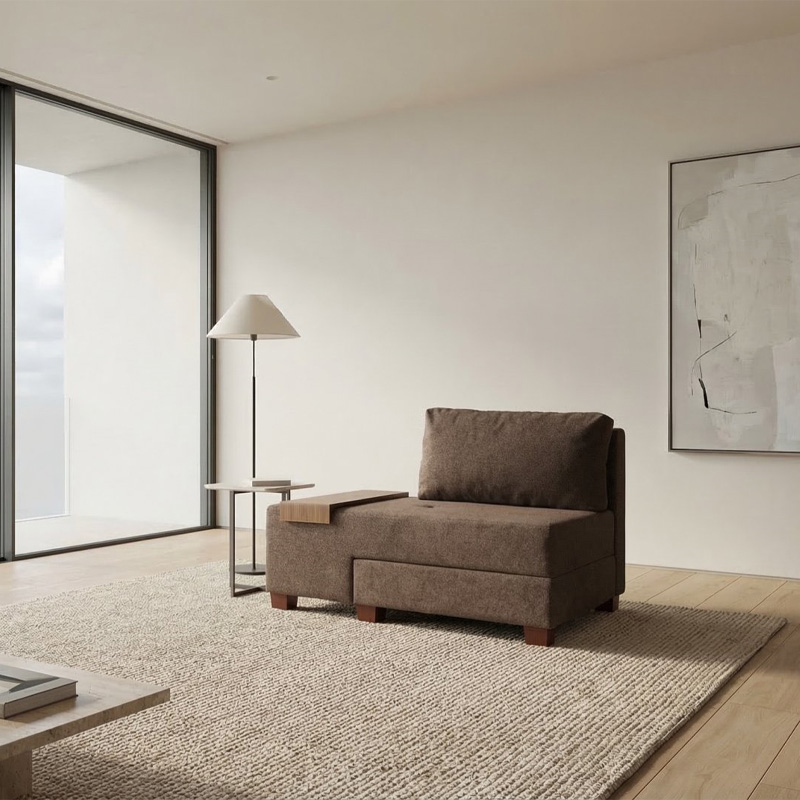 Perenna Megapap fabric single armchair with bed in brown color 116x93x83cm.