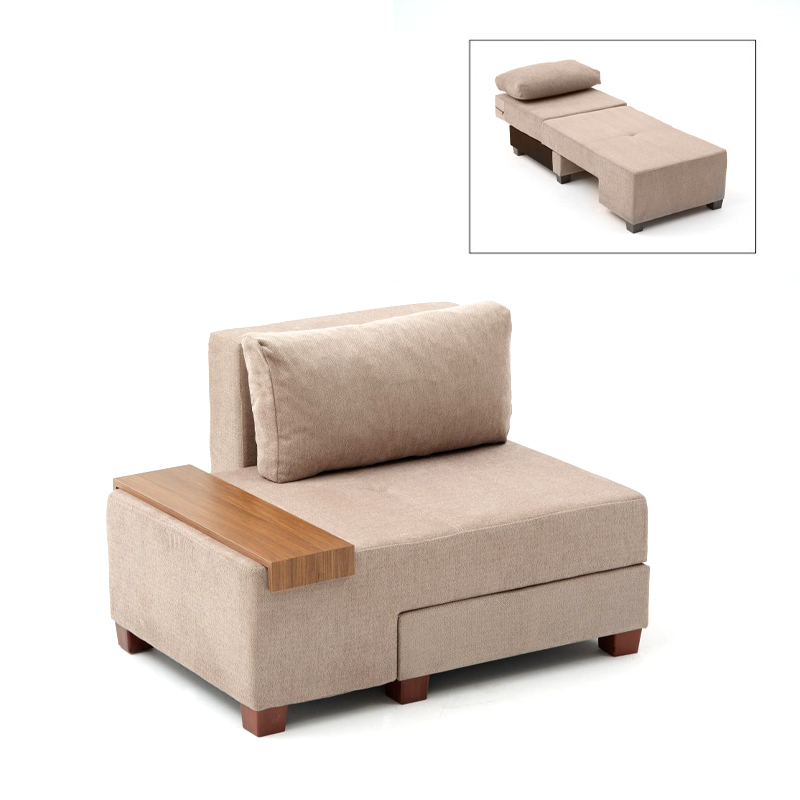 Perenna Megapap fabric single armchair with bed in beige color 116x93x83cm.