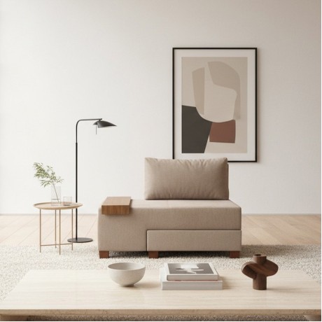 Perenna Megapap fabric single armchair with bed in beige color 116x93x83cm.