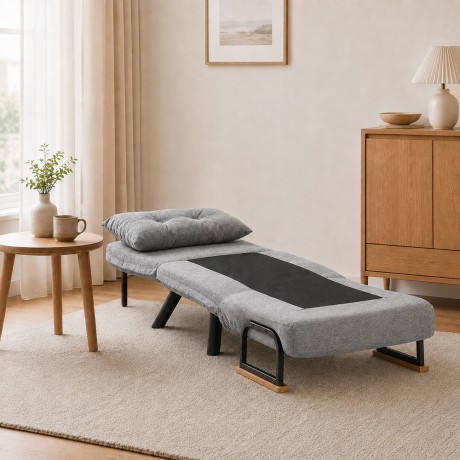 Sando Megapap fabric one seater chair - bed in light grey color 60x78x78cm.