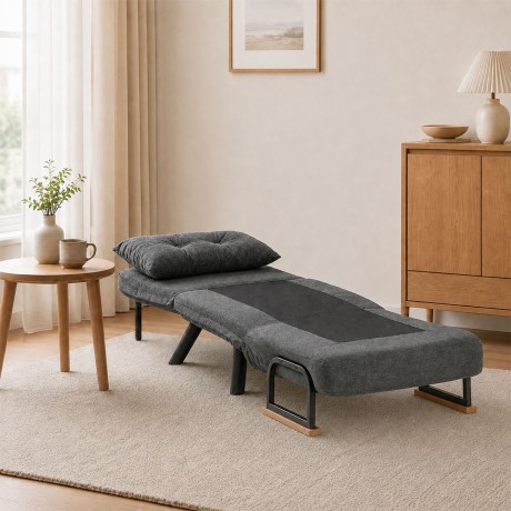 Sando Megapap fabric one seater chair - bed in dark grey color 60x78x78cm.