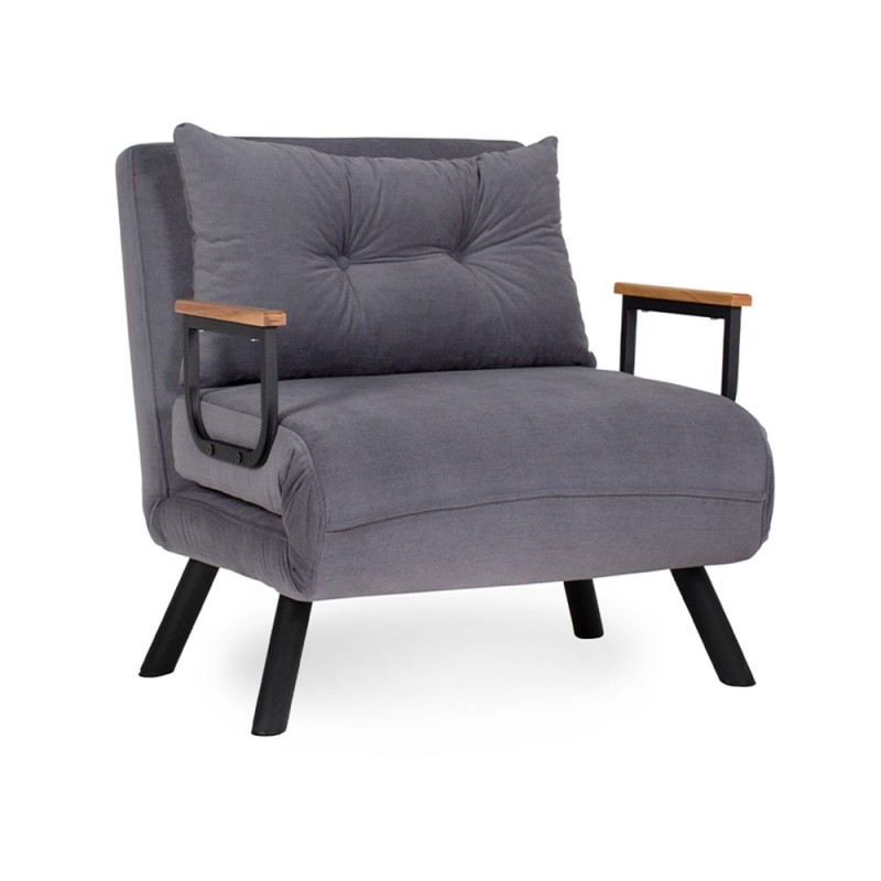 Sando Megapap fabric one seater chair - bed in grey color 60x78x78cm.