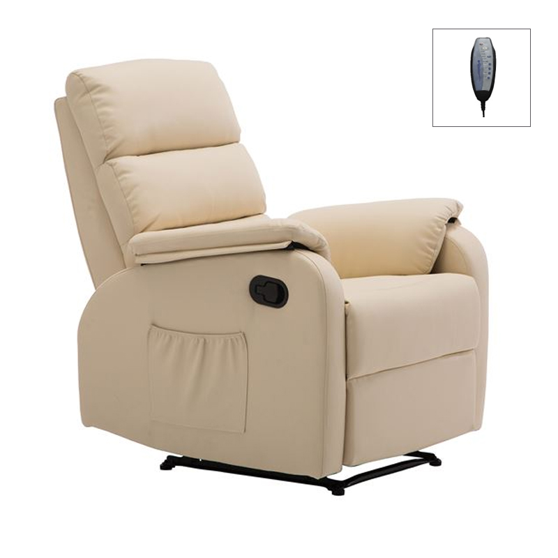 Πολυθρόνα MASSAGE COMFORT RELAX με υποπόδιο και τεχνόδερμα Pu σε χρώμα μπεζ 79x97x101εκ.