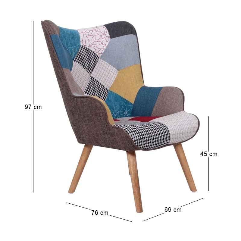 Πολυθρόνα MARON με ύφασμα Patchwork 69x76x97εκ.