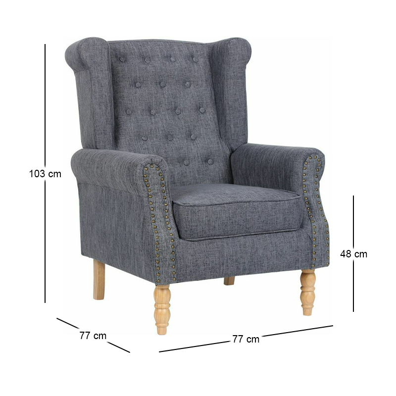 ROSY Armchair Dark Grey Fabric