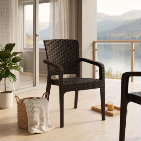 Clio Megapap recycled polypropylene armchair in brown color 57x55x86cm.