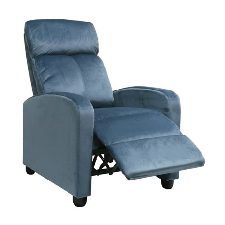 Πολυθρόνα relax Porter ύφασμα velure χρώμα γκρι - μπλε 68x86x99εκ.