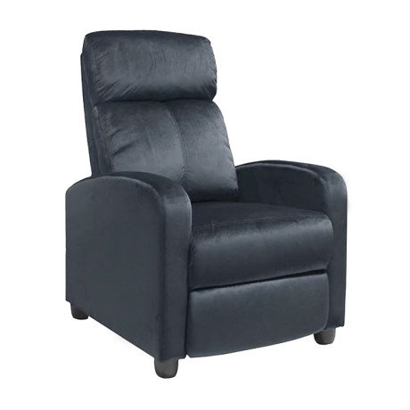 Πολυθρόνα relax Porter ύφασμα velure χρώμα μαύρο 68x86x99εκ.
