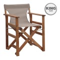 Queen Megapap folding director's armchair by beech in walnut with mocha cloth 61x57x86cm.