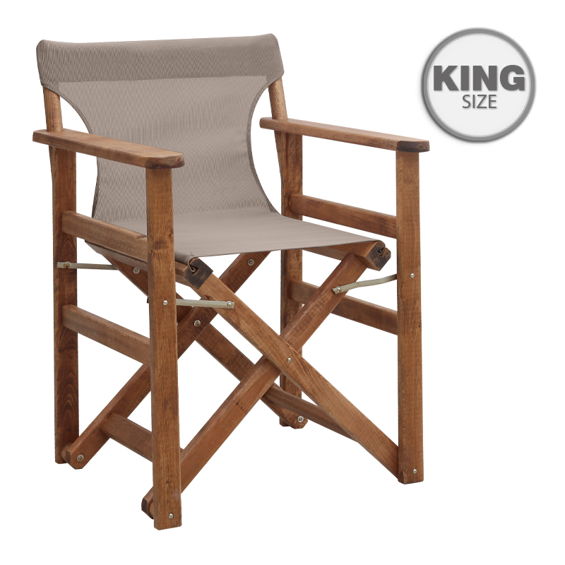 Queen Megapap folding director's armchair by beech in walnut with mocha cloth 61x57x86cm.