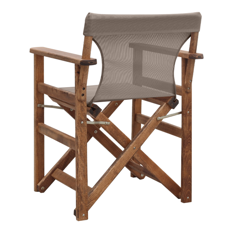 Queen Megapap folding director's armchair by beech in walnut with mocha cloth 61x57x86cm.