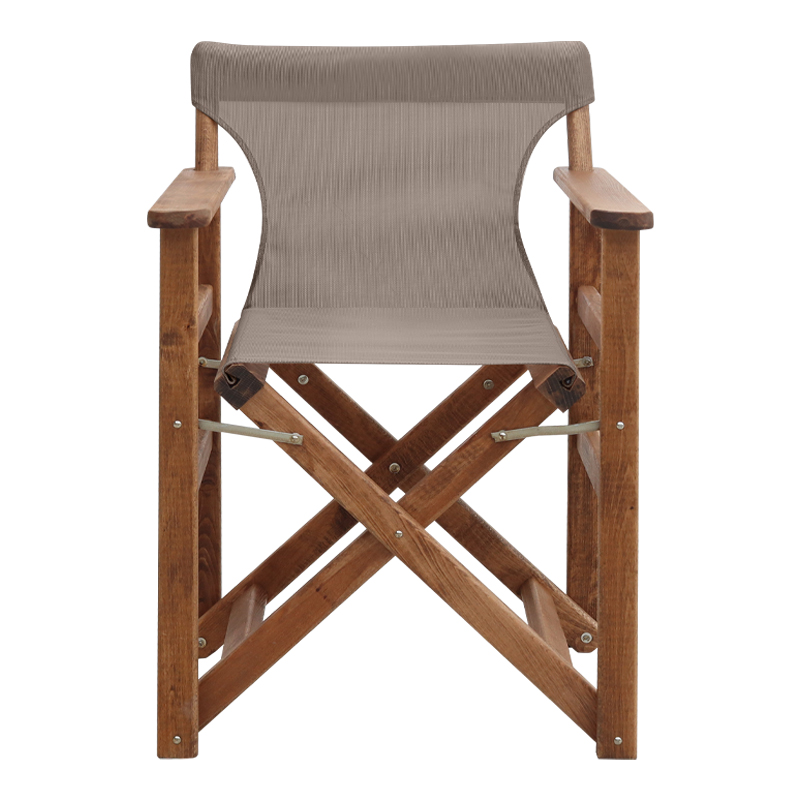 Queen Megapap folding director's armchair by beech in walnut with mocha cloth 61x57x86cm.