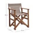 Queen Megapap folding director's armchair by beech in walnut with mocha cloth 61x57x86cm.