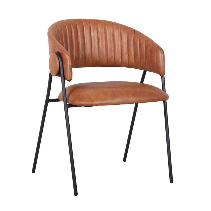 ALFRED Armchair Black Metal, Pu Camel