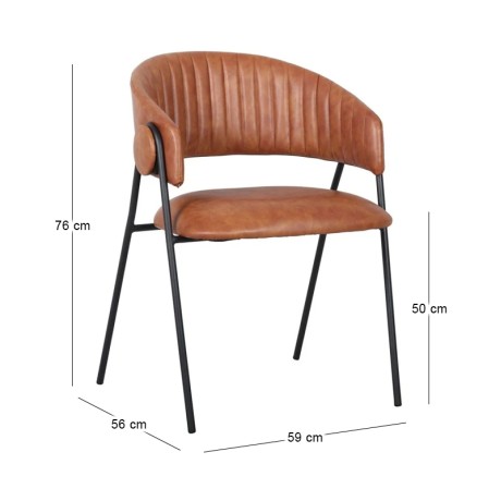 ALFRED Armchair Black Metal, Pu Camel