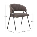 ALFREDO Armchair Black Metal, Anthracite Suede Fabric