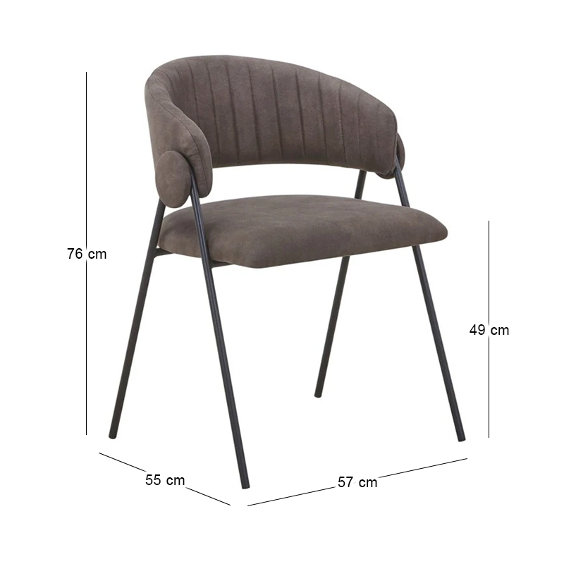ALFREDO Armchair Black Metal, Anthracite Suede Fabric