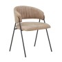 ALFREDO Armchair Black Metal, Beige Suede Fabric