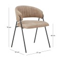 ALFREDO Armchair Black Metal, Beige Suede Fabric
