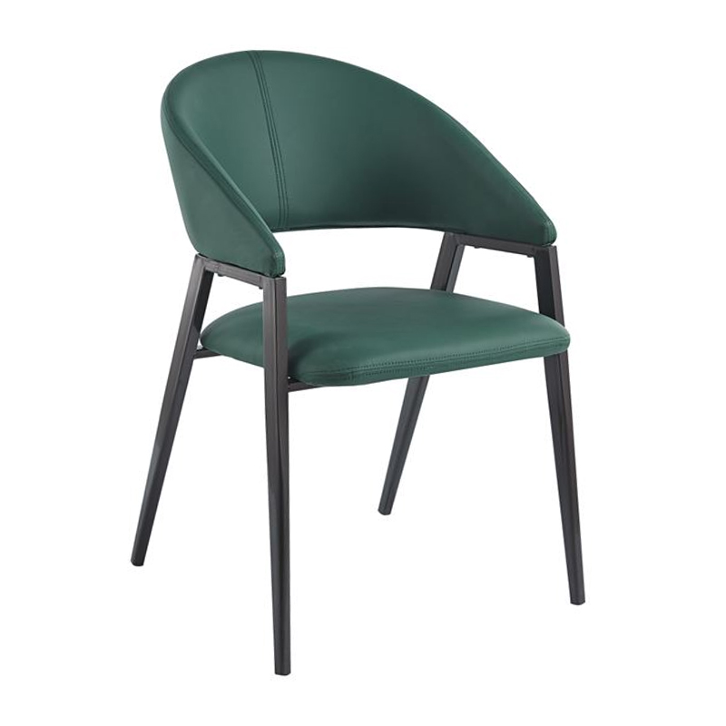 DELI Πολυθρόνα Μέταλλο Βαφή Μαύρο, Pu Forest Green 52x62x83cm