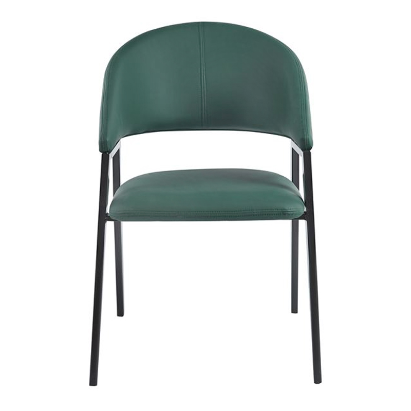 DELI Πολυθρόνα Μέταλλο Βαφή Μαύρο, Pu Forest Green 52x62x83cm