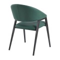 DELI Πολυθρόνα Μέταλλο Βαφή Μαύρο, Pu Forest Green 52x62x83cm