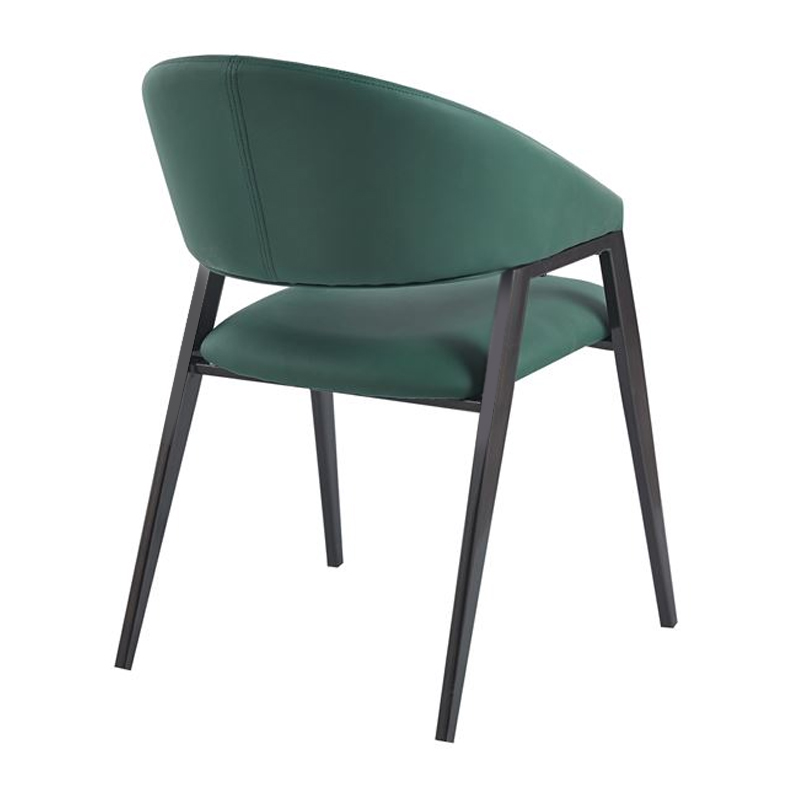 DELI Πολυθρόνα Μέταλλο Βαφή Μαύρο, Pu Forest Green 52x62x83cm