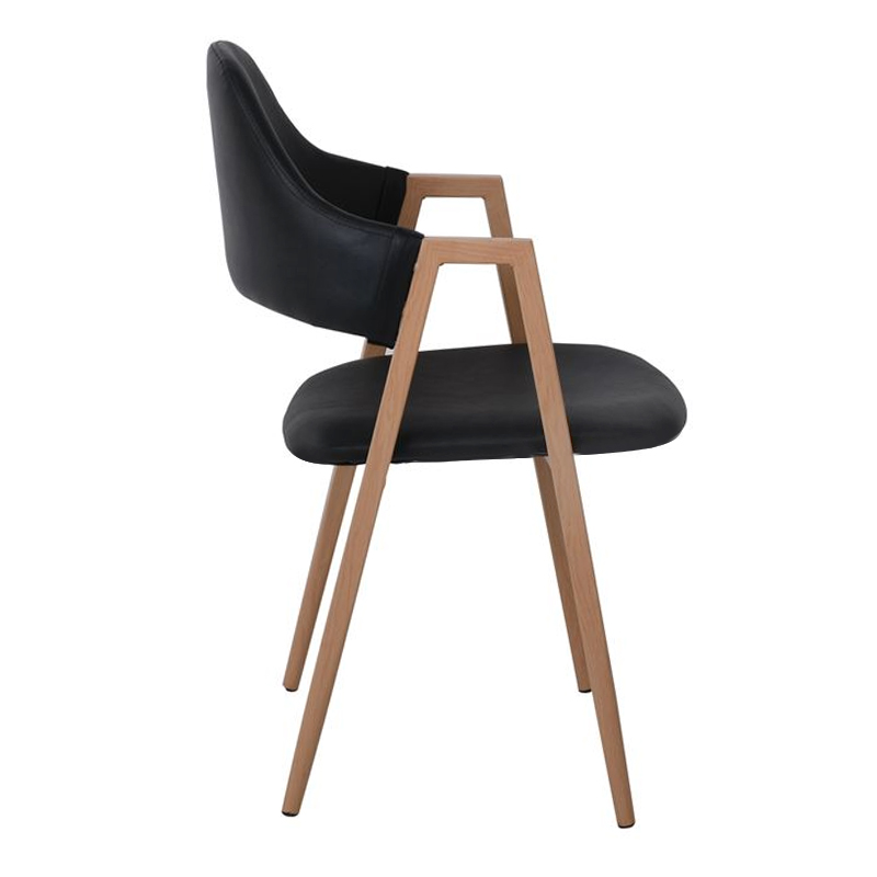 DELTA Natural Metal Armchair, Black Pu
