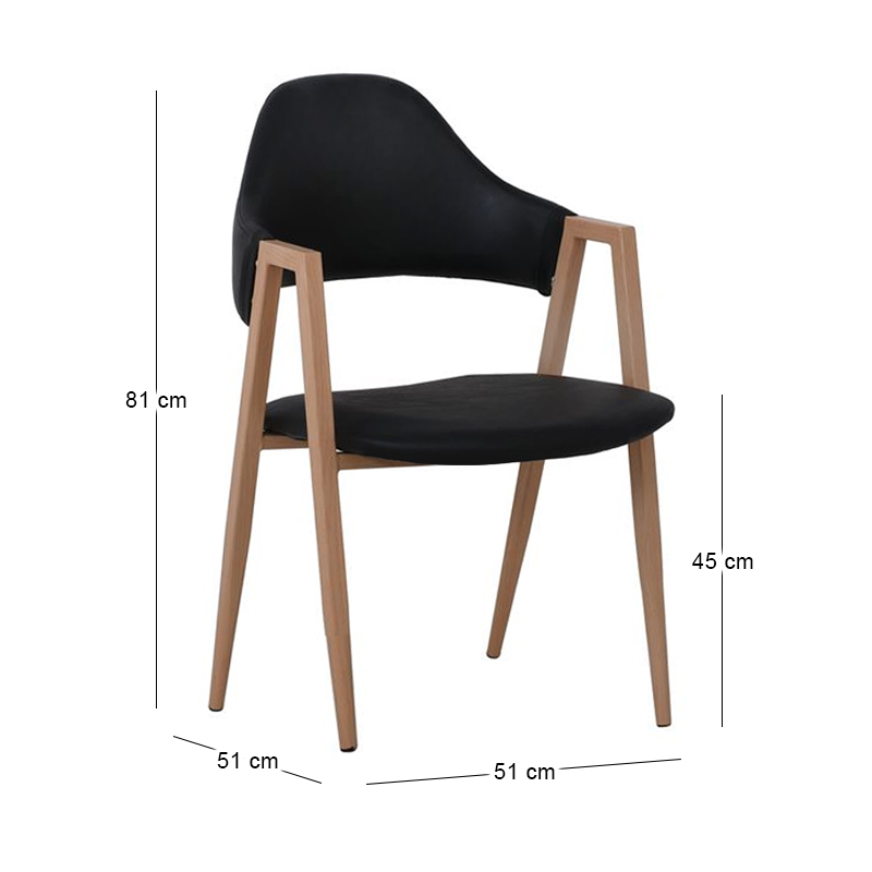 DELTA Natural Metal Armchair, Black Pu