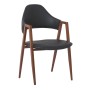 DELTA Walnut Metal Armchair, Black Pu