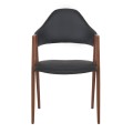 DELTA Walnut Metal Armchair, Black Pu