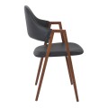 DELTA Walnut Metal Armchair, Black Pu