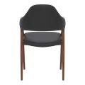 DELTA Walnut Metal Armchair, Black Pu