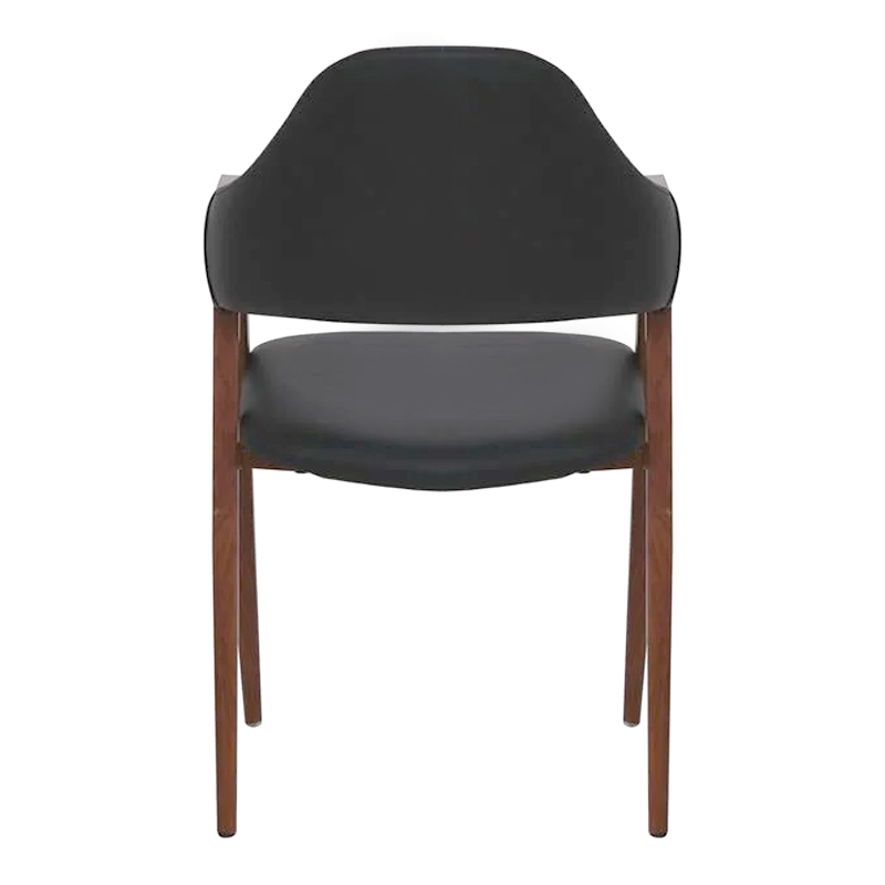 DELTA Walnut Metal Armchair, Black Pu
