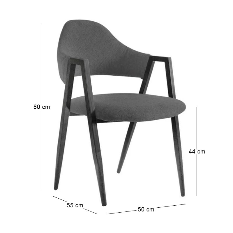 DELTA Armchair, Black Steel/Grey fabric
