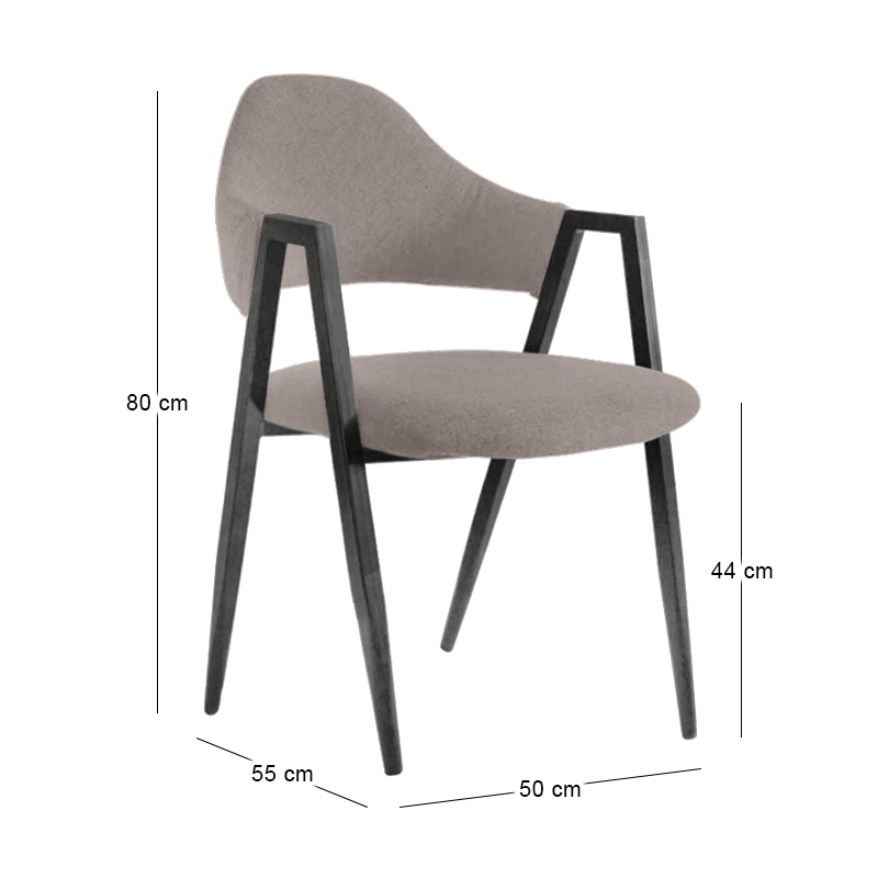 DELTA Armchair, Black Steel/Beige fabric