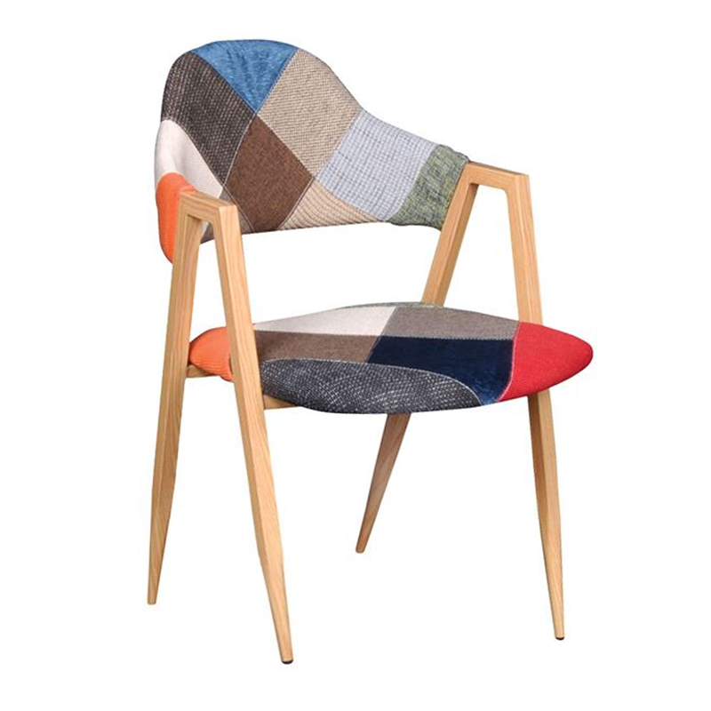DELTA Natural Metal Armchair, Patchwork fabric