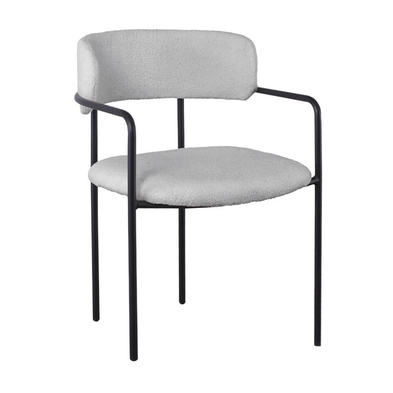 GILLAN Armchair Metal Black/Teddy Fabric Grey