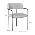 GILLAN Armchair Metal Black/Teddy Fabric Grey