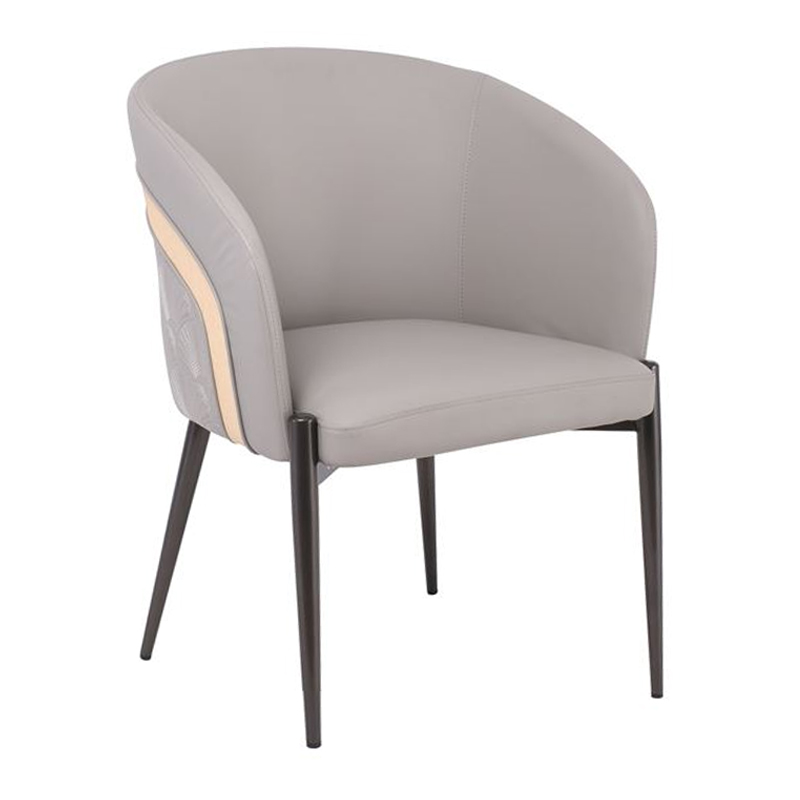 LENA Armchair Metal Black Paint/Pu Light Grey